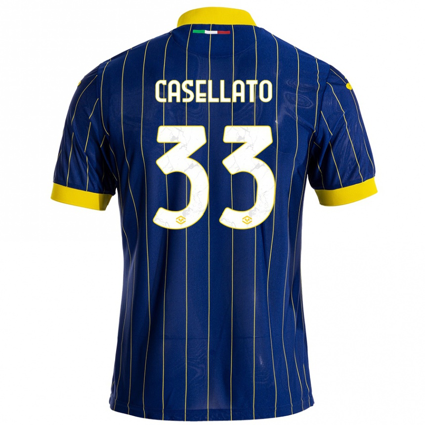 Kinder Fußball Elisa Casellato #33 Blau Gelb Heimtrikot Trikot 2024/25 T-Shirt Luxemburg