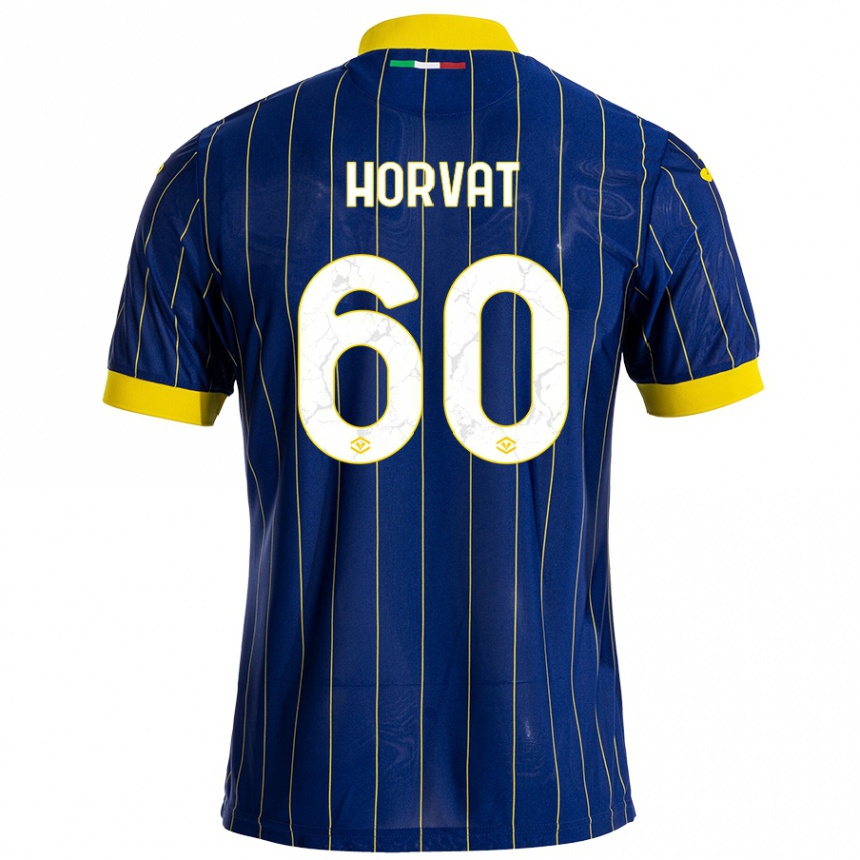 Kinder Fußball Mihaela Horvat #60 Blau Gelb Heimtrikot Trikot 2024/25 T-Shirt Luxemburg