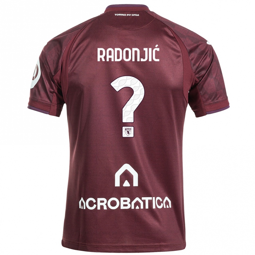 Kinder Fußball Nemanja Radonjić #0 Kastanienbraun Weiß Heimtrikot Trikot 2024/25 T-Shirt Luxemburg