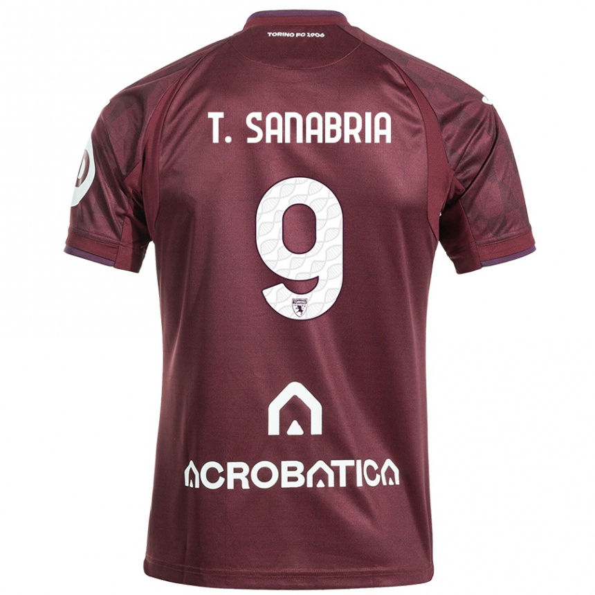 Kinder Fußball Antonio Sanabria #9 Kastanienbraun Weiß Heimtrikot Trikot 2024/25 T-Shirt Luxemburg