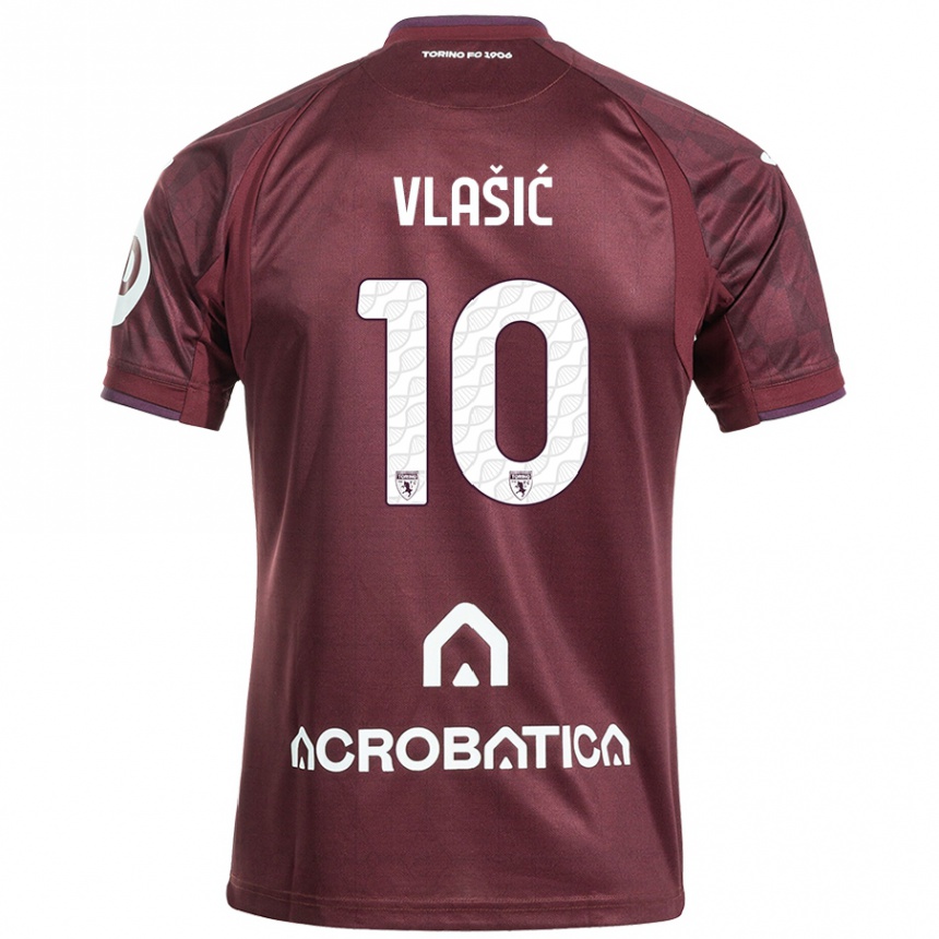 Kinder Fußball Nikola Vlašić #10 Kastanienbraun Weiß Heimtrikot Trikot 2024/25 T-Shirt Luxemburg