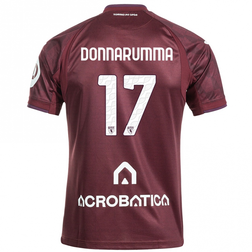 Kinder Fußball Antonio Donnarumma #17 Kastanienbraun Weiß Heimtrikot Trikot 2024/25 T-Shirt Luxemburg