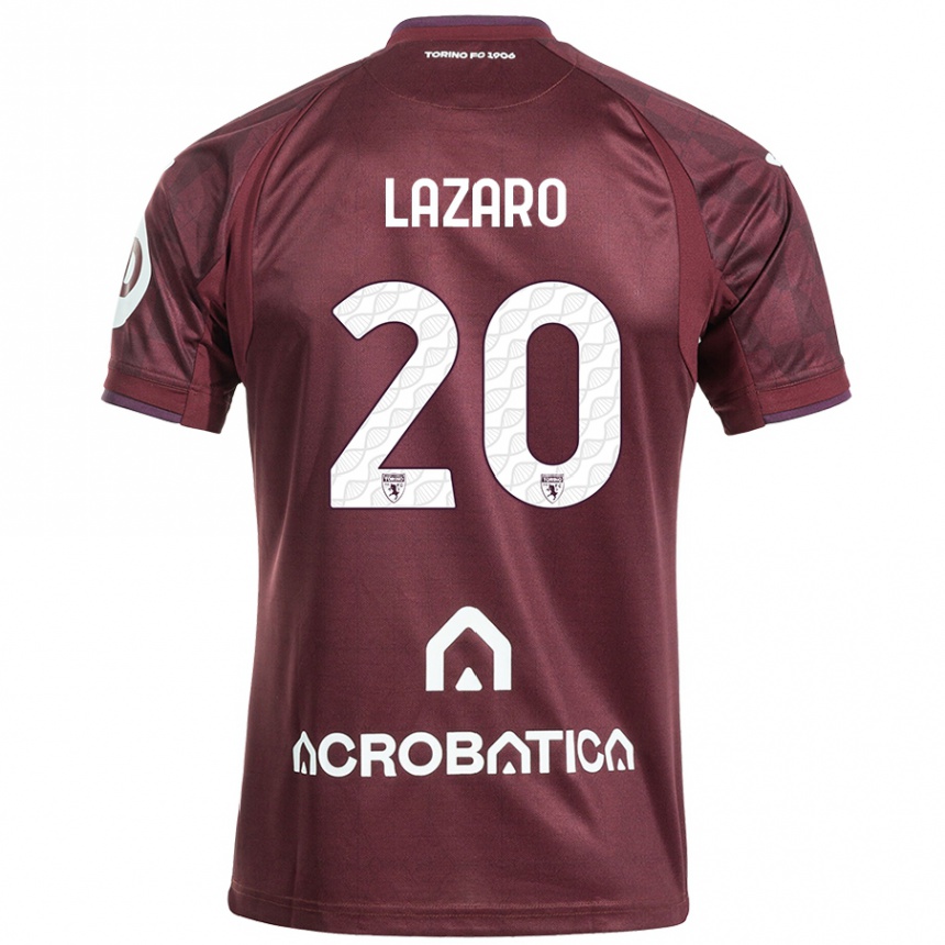 Kinder Fußball Valentino Lazaro #20 Kastanienbraun Weiß Heimtrikot Trikot 2024/25 T-Shirt Luxemburg