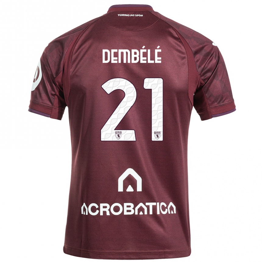 Kinder Fußball Ali Dembélé #21 Kastanienbraun Weiß Heimtrikot Trikot 2024/25 T-Shirt Luxemburg