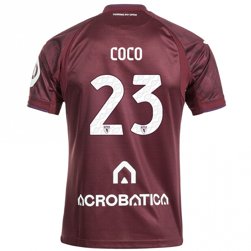 Kinder Fußball Saúl Coco #23 Kastanienbraun Weiß Heimtrikot Trikot 2024/25 T-Shirt Luxemburg