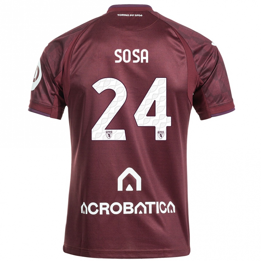 Kinder Fußball Borna Sosa #24 Kastanienbraun Weiß Heimtrikot Trikot 2024/25 T-Shirt Luxemburg