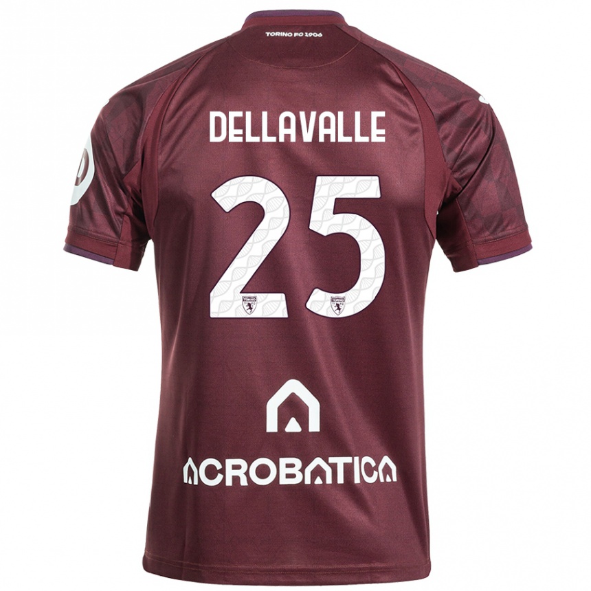 Kinder Fußball Alessandro Dellavalle #25 Kastanienbraun Weiß Heimtrikot Trikot 2024/25 T-Shirt Luxemburg