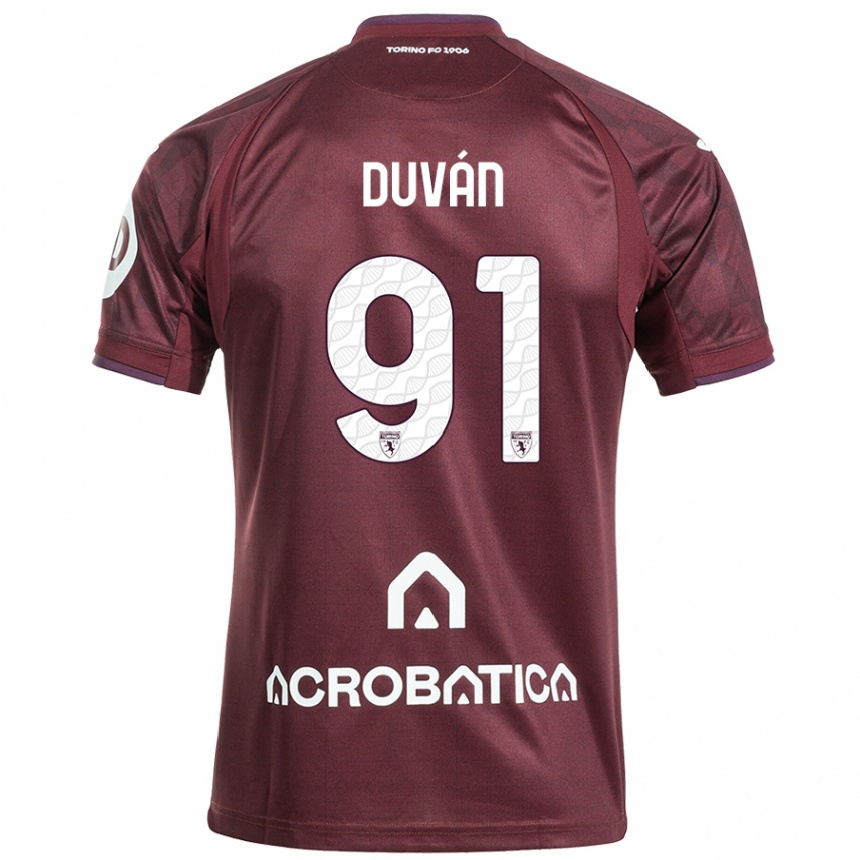 Kinder Fußball Duván Zapata #91 Kastanienbraun Weiß Heimtrikot Trikot 2024/25 T-Shirt Luxemburg