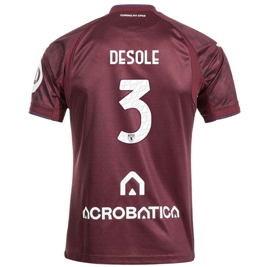 Kinder Fußball Fabio Desole #3 Kastanienbraun Weiß Heimtrikot Trikot 2024/25 T-Shirt Luxemburg