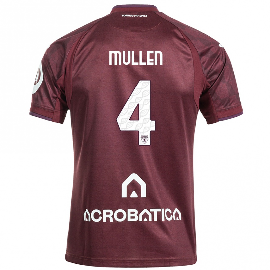 Kinder Fußball Senan Mullen #4 Kastanienbraun Weiß Heimtrikot Trikot 2024/25 T-Shirt Luxemburg