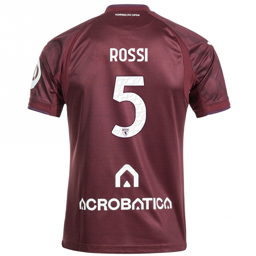 Kinder Fußball Simone Rossi #5 Kastanienbraun Weiß Heimtrikot Trikot 2024/25 T-Shirt Luxemburg