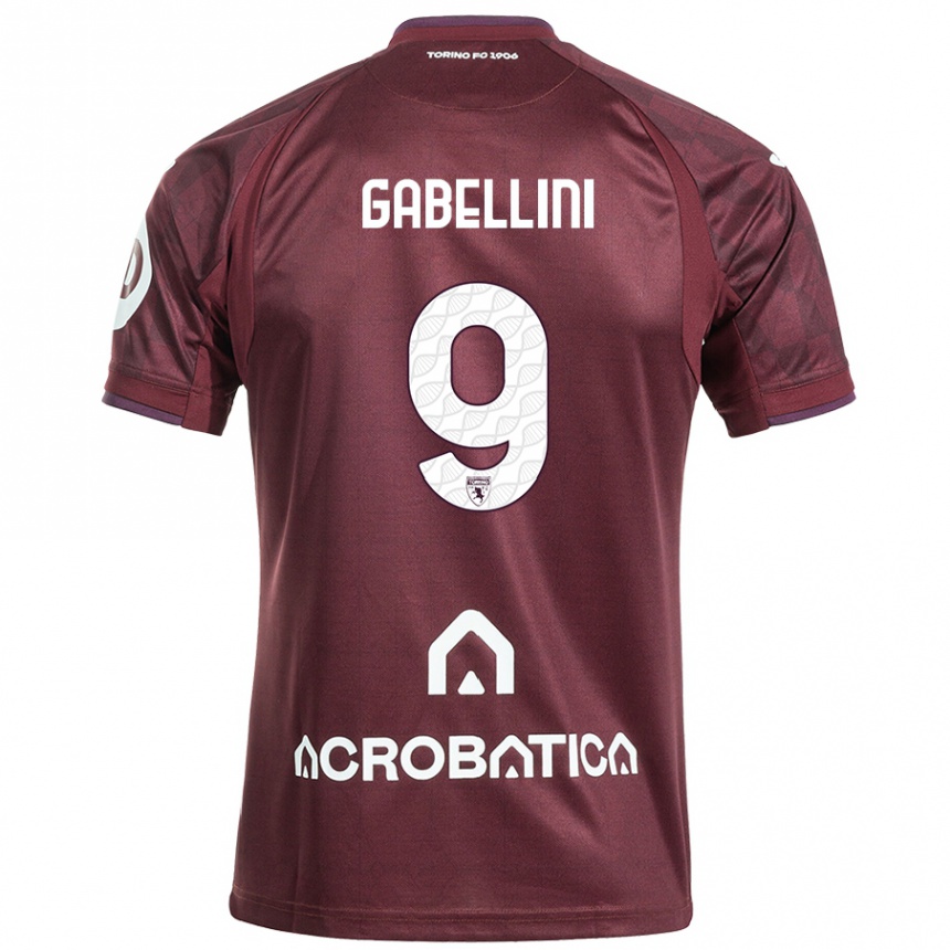 Kinder Fußball Tommaso Gabellini #9 Kastanienbraun Weiß Heimtrikot Trikot 2024/25 T-Shirt Luxemburg