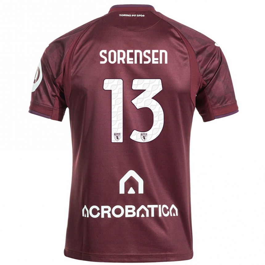 Kinder Fußball Ben Sørensen #13 Kastanienbraun Weiß Heimtrikot Trikot 2024/25 T-Shirt Luxemburg