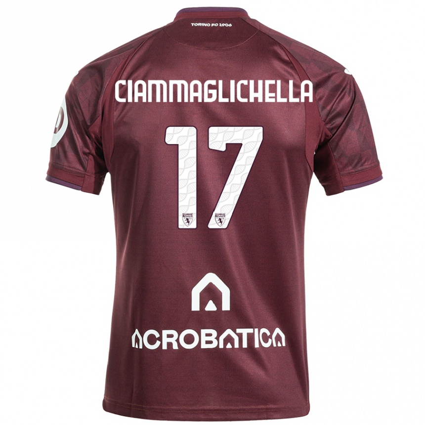 Kinder Fußball Aaron Ciammaglichella #17 Kastanienbraun Weiß Heimtrikot Trikot 2024/25 T-Shirt Luxemburg