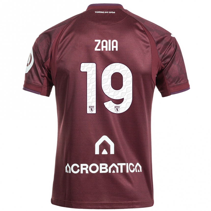 Kinder Fußball Edoardo Zaia #19 Kastanienbraun Weiß Heimtrikot Trikot 2024/25 T-Shirt Luxemburg