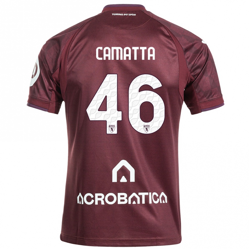 Kinder Fußball Alessandro Camatta #46 Kastanienbraun Weiß Heimtrikot Trikot 2024/25 T-Shirt Luxemburg