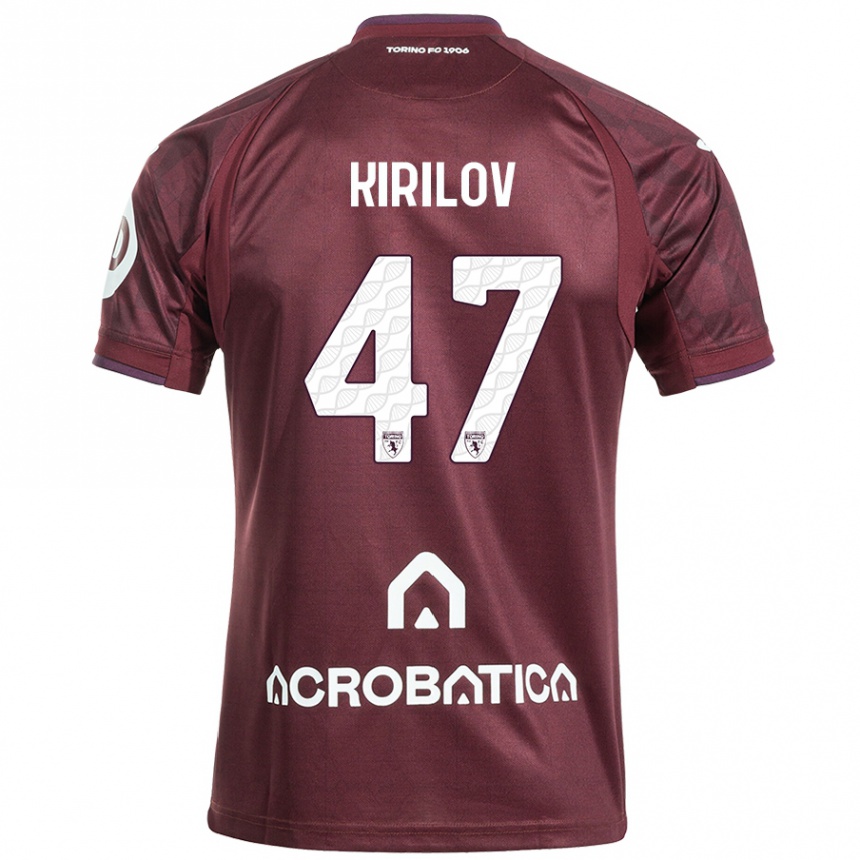 Kinder Fußball Martin Kirilov #47 Kastanienbraun Weiß Heimtrikot Trikot 2024/25 T-Shirt Luxemburg