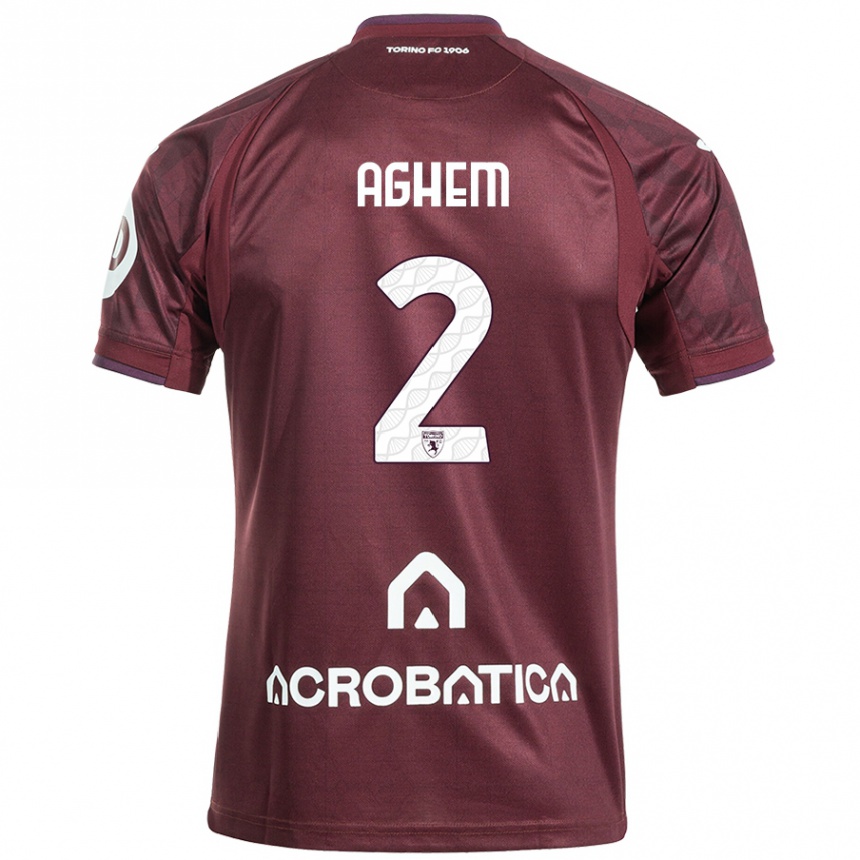 Kinder Fußball Brigitta Aghem #2 Kastanienbraun Weiß Heimtrikot Trikot 2024/25 T-Shirt Luxemburg