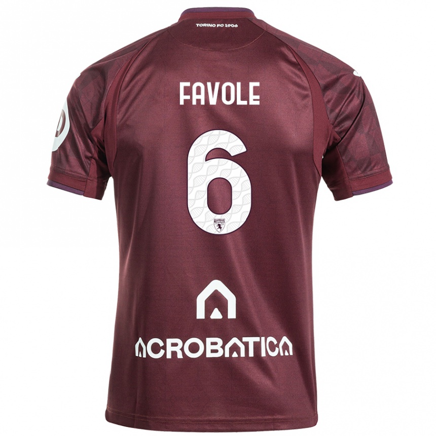 Kinder Fußball Stefania Favole #6 Kastanienbraun Weiß Heimtrikot Trikot 2024/25 T-Shirt Luxemburg