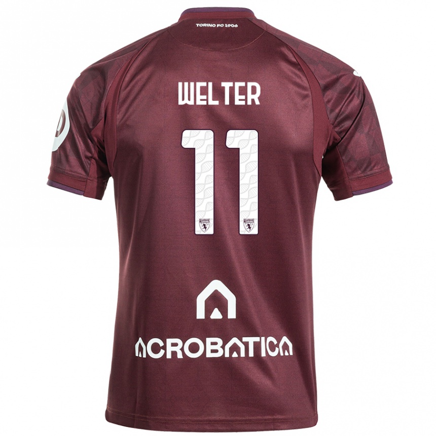 Kinder Fußball Francesca Welter #11 Kastanienbraun Weiß Heimtrikot Trikot 2024/25 T-Shirt Luxemburg