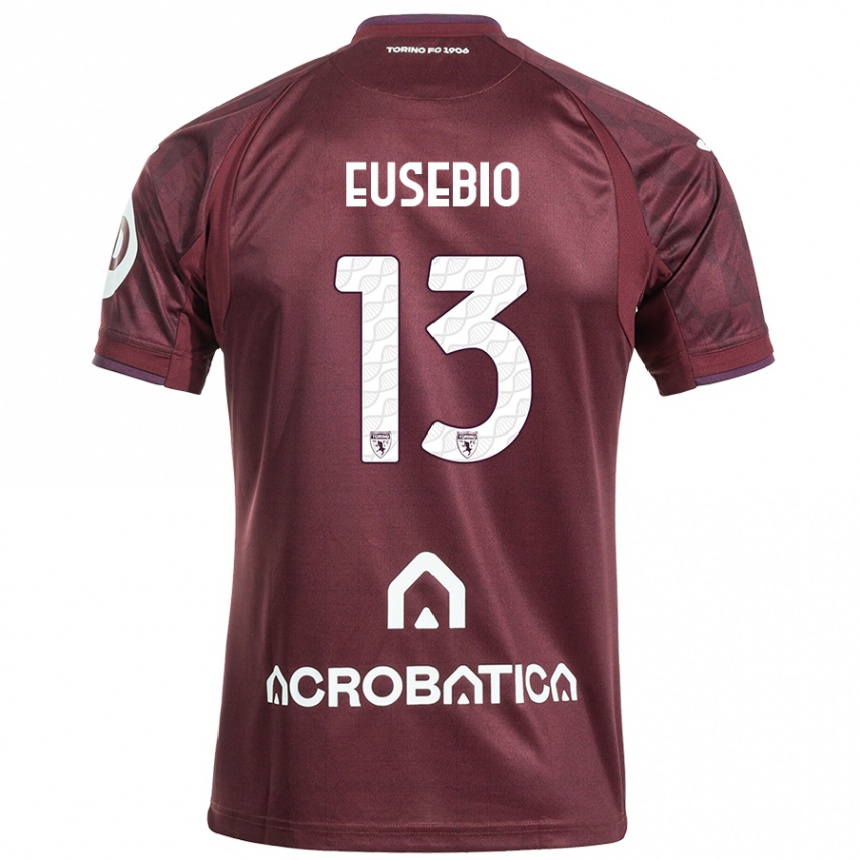 Kinder Fußball Chiara Eusebio #13 Kastanienbraun Weiß Heimtrikot Trikot 2024/25 T-Shirt Luxemburg