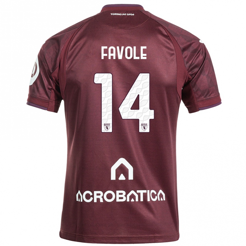 Kinder Fußball Annalisa Favole #14 Kastanienbraun Weiß Heimtrikot Trikot 2024/25 T-Shirt Luxemburg