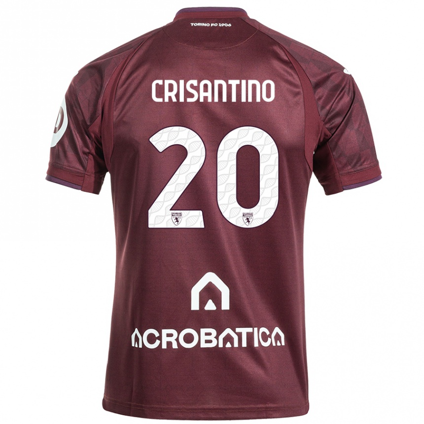 Kinder Fußball Giulia Crisantino #20 Kastanienbraun Weiß Heimtrikot Trikot 2024/25 T-Shirt Luxemburg