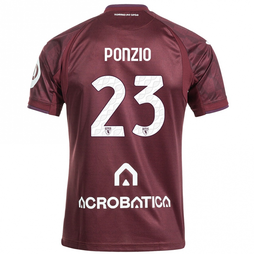 Kinder Fußball Erika Ponzio #23 Kastanienbraun Weiß Heimtrikot Trikot 2024/25 T-Shirt Luxemburg