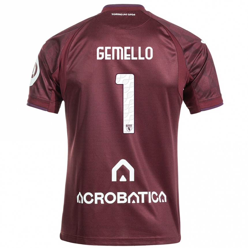 Kinder Fußball Luca Gemello #1 Kastanienbraun Weiß Heimtrikot Trikot 2024/25 T-Shirt Luxemburg