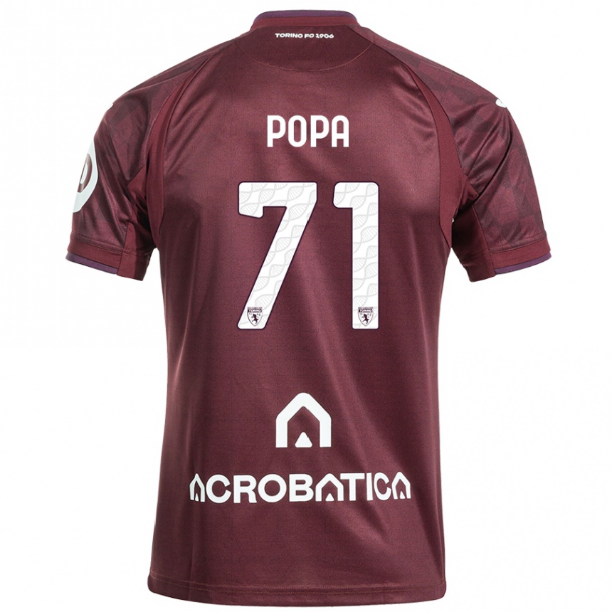 Kinder Fußball Mihai Popa #71 Kastanienbraun Weiß Heimtrikot Trikot 2024/25 T-Shirt Luxemburg