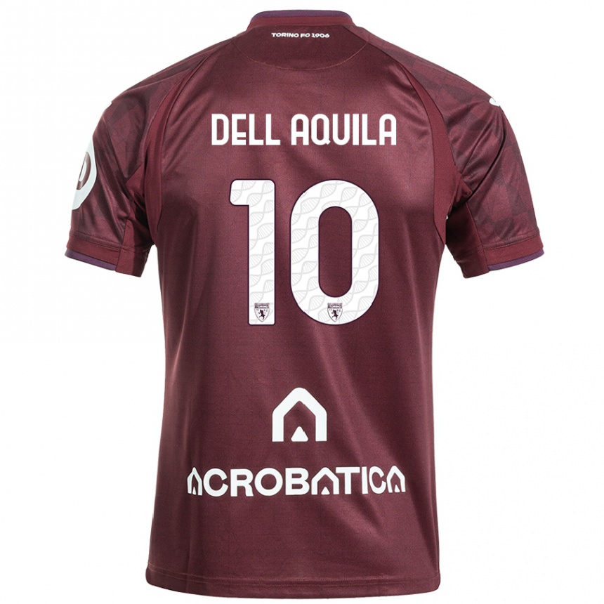 Kinder Fußball Francesco Dell'aquila #10 Kastanienbraun Weiß Heimtrikot Trikot 2024/25 T-Shirt Luxemburg