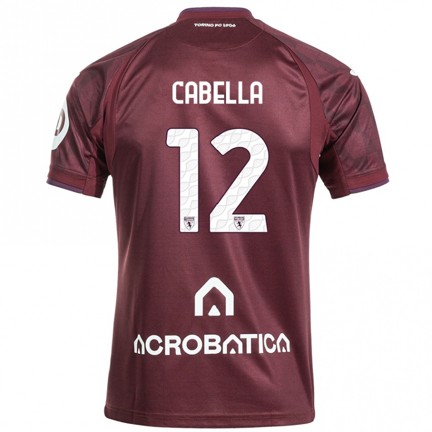 Kinder Fußball Matteo Cabella #12 Kastanienbraun Weiß Heimtrikot Trikot 2024/25 T-Shirt Luxemburg