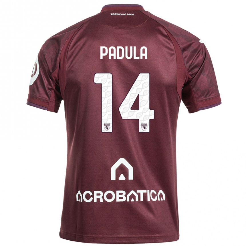 Kinder Fußball Cristian Padula #14 Kastanienbraun Weiß Heimtrikot Trikot 2024/25 T-Shirt Luxemburg