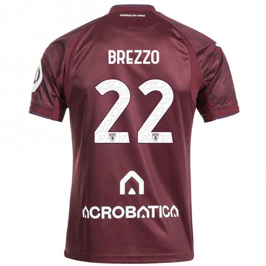 Kinder Fußball Matteo Brezzo #22 Kastanienbraun Weiß Heimtrikot Trikot 2024/25 T-Shirt Luxemburg