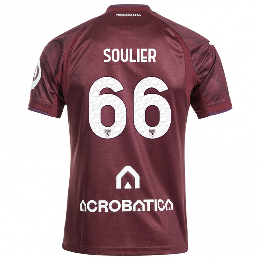 Kinder Fußball Evan Soulier #66 Kastanienbraun Weiß Heimtrikot Trikot 2024/25 T-Shirt Luxemburg