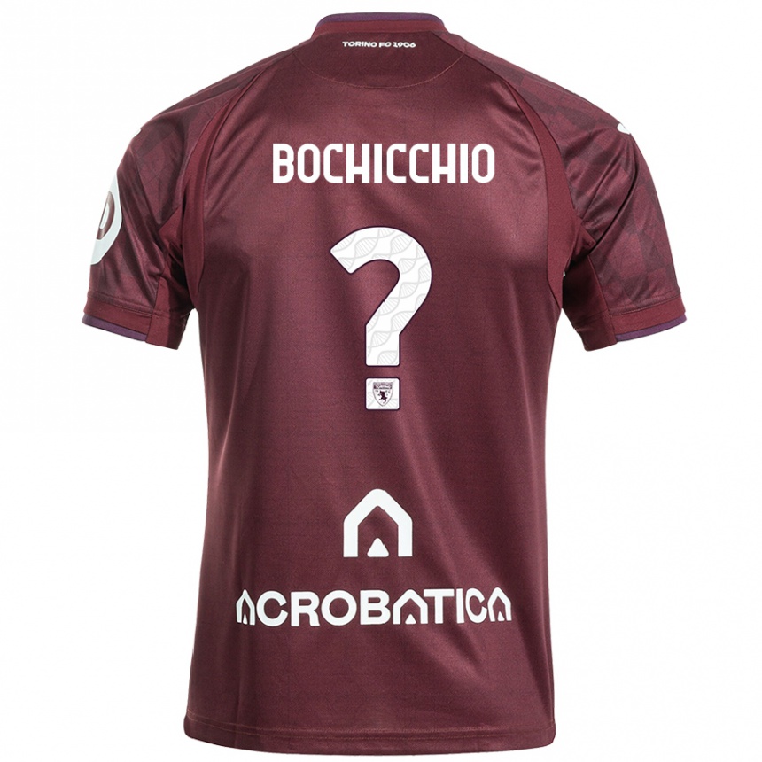 Kinder Fußball Francesco Bochicchio #0 Kastanienbraun Weiß Heimtrikot Trikot 2024/25 T-Shirt Luxemburg