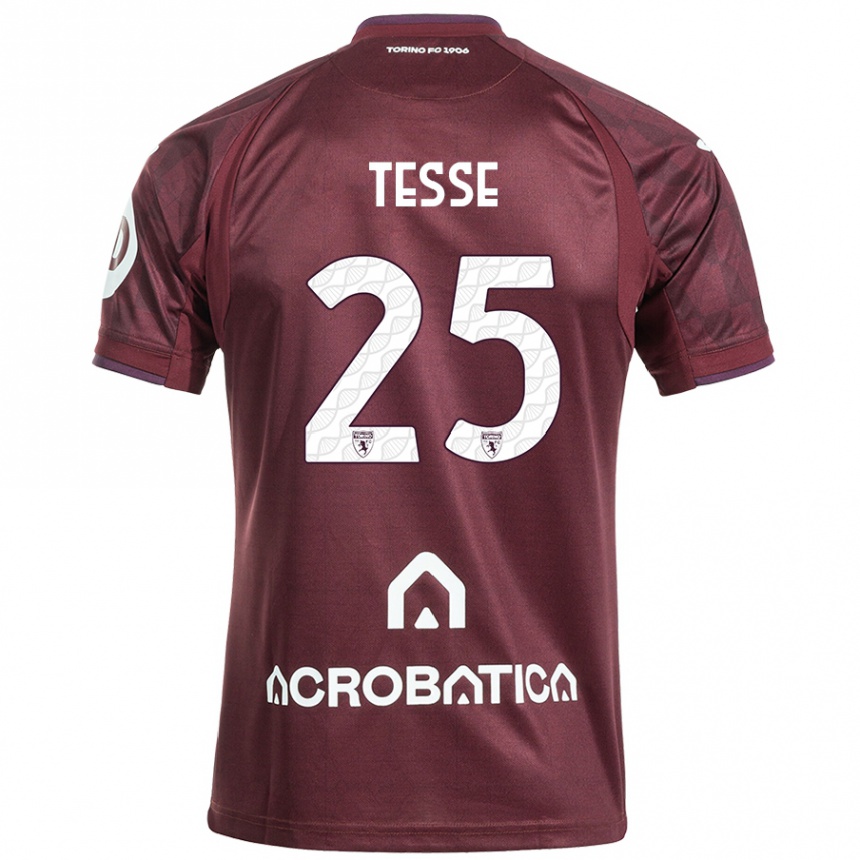 Kinder Fußball Manuela Tesse #25 Kastanienbraun Weiß Heimtrikot Trikot 2024/25 T-Shirt Luxemburg