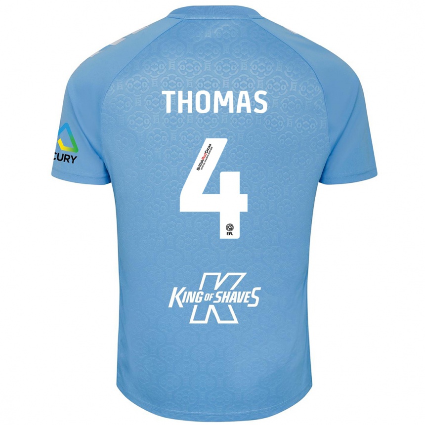 Kinder Fußball Bobby Thomas #4 Blau Weiß Heimtrikot Trikot 2024/25 T-Shirt Luxemburg