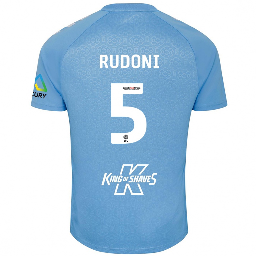 Kinder Fußball Jack Rudoni #5 Blau Weiß Heimtrikot Trikot 2024/25 T-Shirt Luxemburg