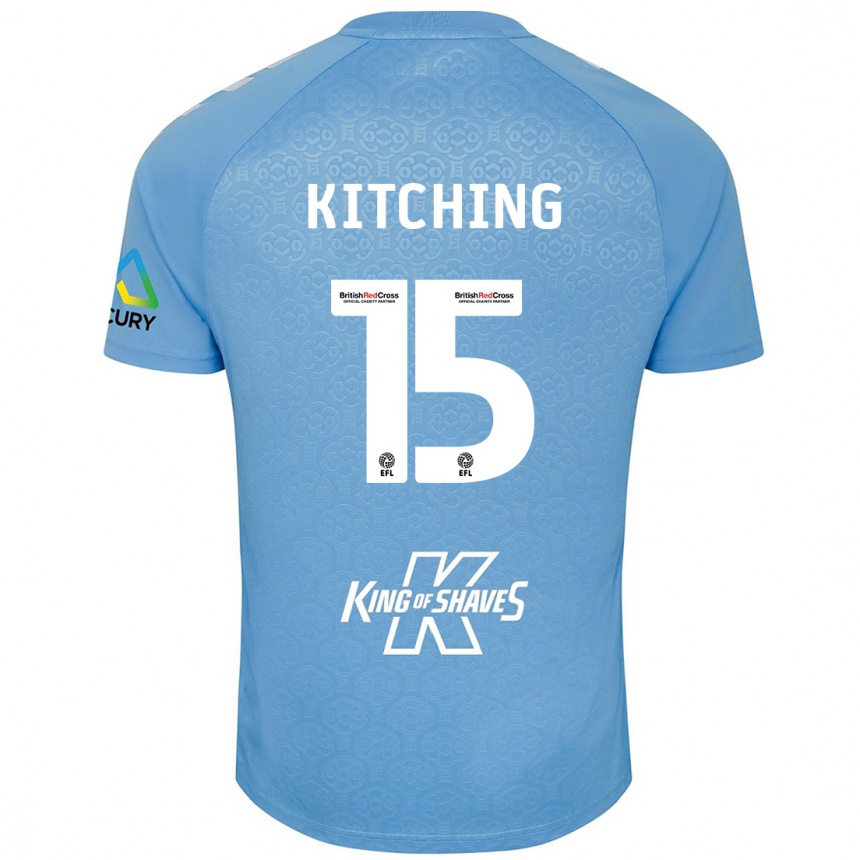 Kinder Fußball Liam Kitching #15 Blau Weiß Heimtrikot Trikot 2024/25 T-Shirt Luxemburg