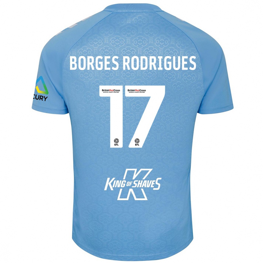 Kinder Fußball Raphael Borges Rodrigues #17 Blau Weiß Heimtrikot Trikot 2024/25 T-Shirt Luxemburg