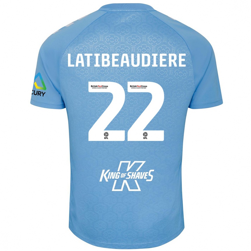 Kinder Fußball Joel Latibeaudiere #22 Blau Weiß Heimtrikot Trikot 2024/25 T-Shirt Luxemburg