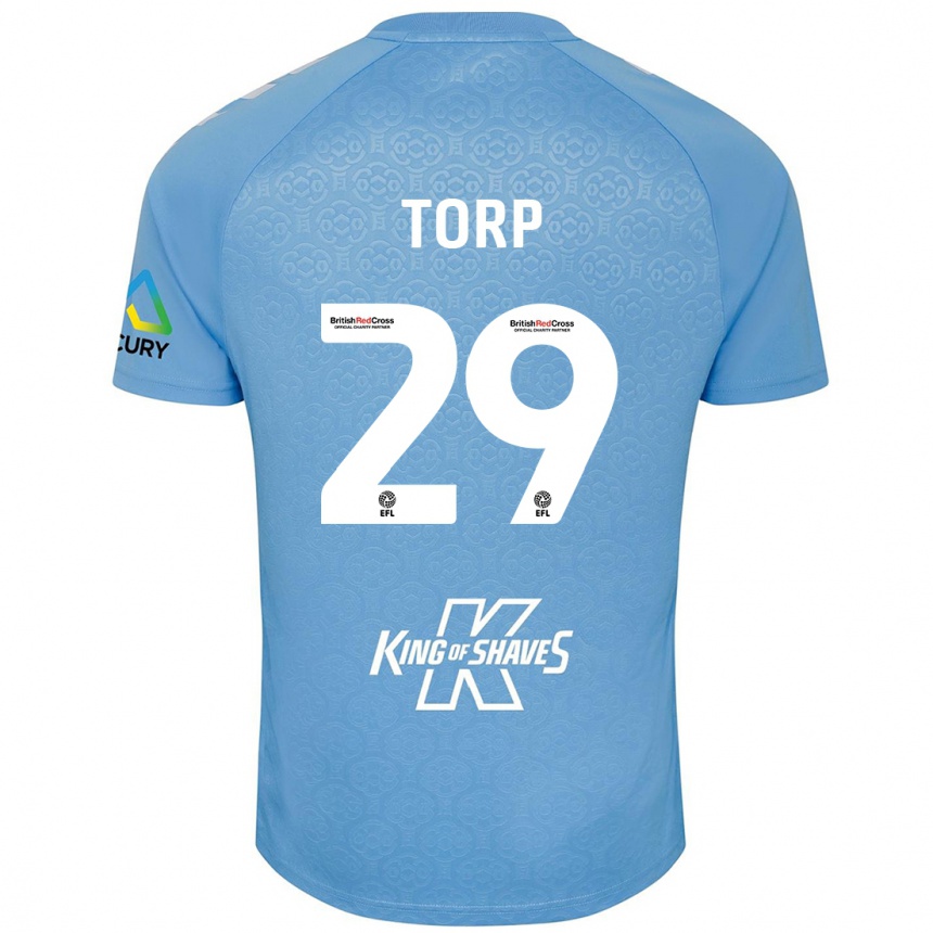 Kinder Fußball Victor Torp #29 Blau Weiß Heimtrikot Trikot 2024/25 T-Shirt Luxemburg