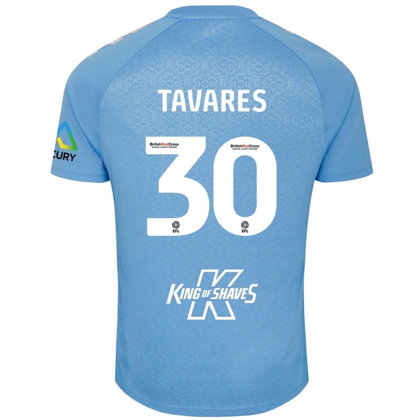 Kinder Fußball Fábio Tavares #30 Blau Weiß Heimtrikot Trikot 2024/25 T-Shirt Luxemburg