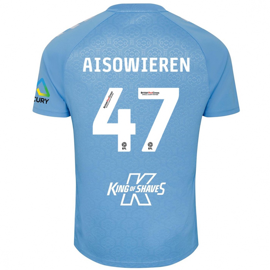 Kinder Fußball Evan Eghosa Aisowieren #47 Blau Weiß Heimtrikot Trikot 2024/25 T-Shirt Luxemburg