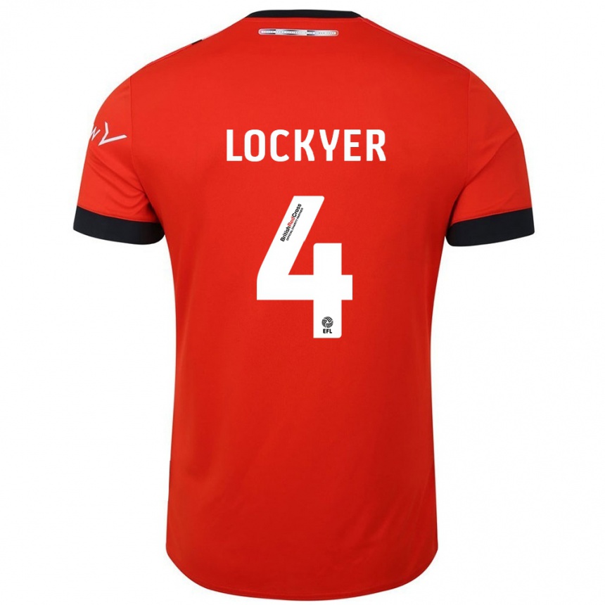 Kinder Fußball Tom Lockyer #4 Orange Schwarz Heimtrikot Trikot 2024/25 T-Shirt Luxemburg