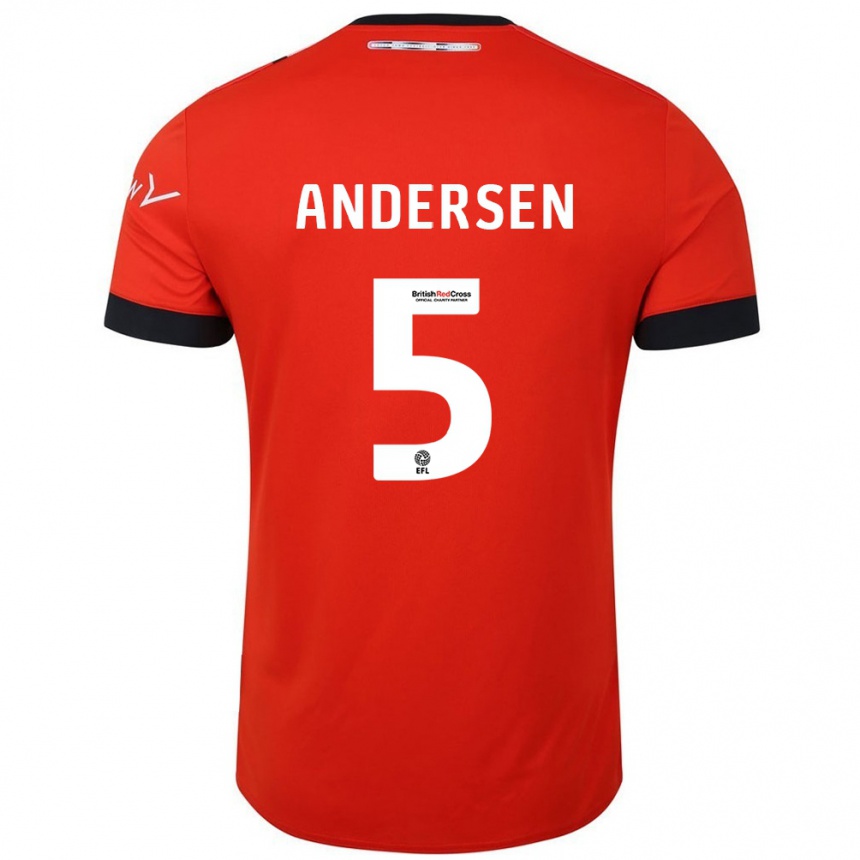 Kinder Fußball Mads Andersen #5 Orange Schwarz Heimtrikot Trikot 2024/25 T-Shirt Luxemburg