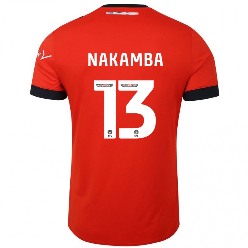 Kinder Fußball Marvelous Nakamba #13 Orange Schwarz Heimtrikot Trikot 2024/25 T-Shirt Luxemburg