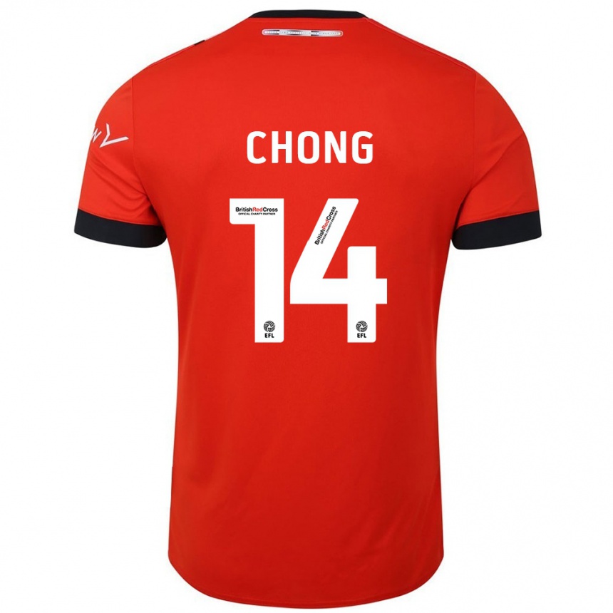 Kinder Fußball Tahith Chong #14 Orange Schwarz Heimtrikot Trikot 2024/25 T-Shirt Luxemburg