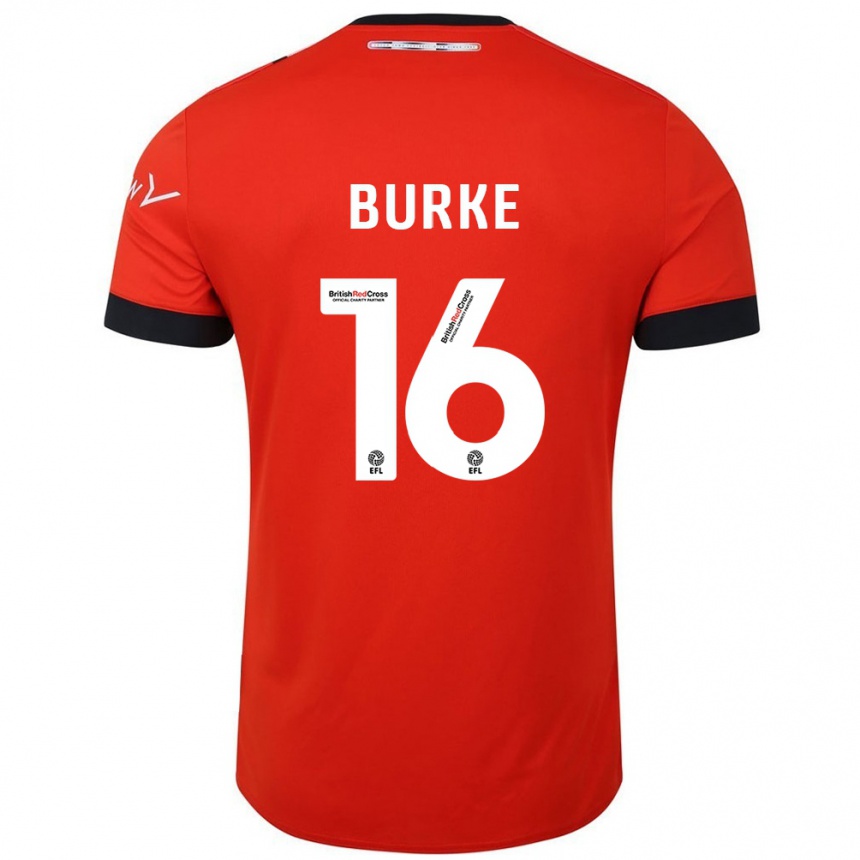 Kinder Fußball Reece Burke #16 Orange Schwarz Heimtrikot Trikot 2024/25 T-Shirt Luxemburg